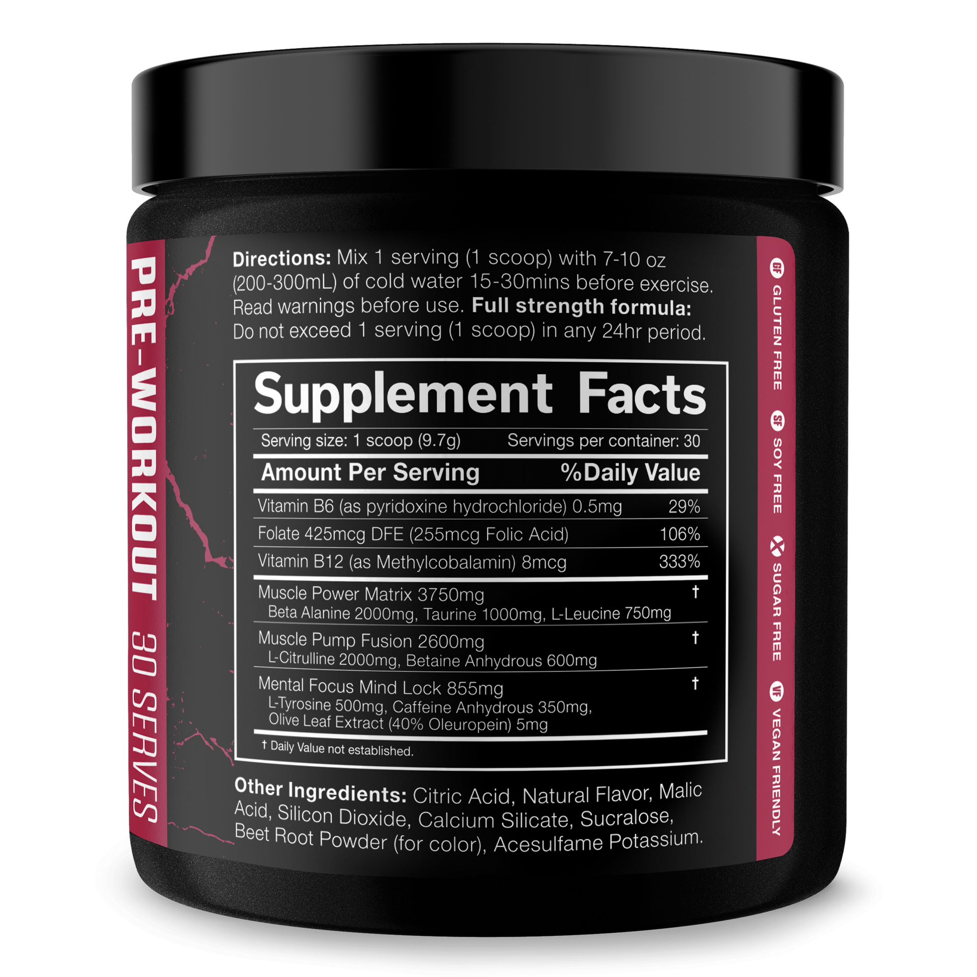 Pre Workout Energy Focus Gym Performance Supplement