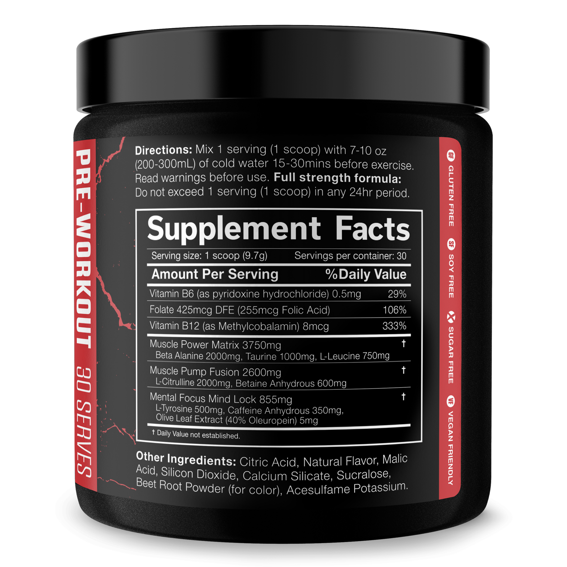 Pre Workout Energy Focus Gym Performance Supplement