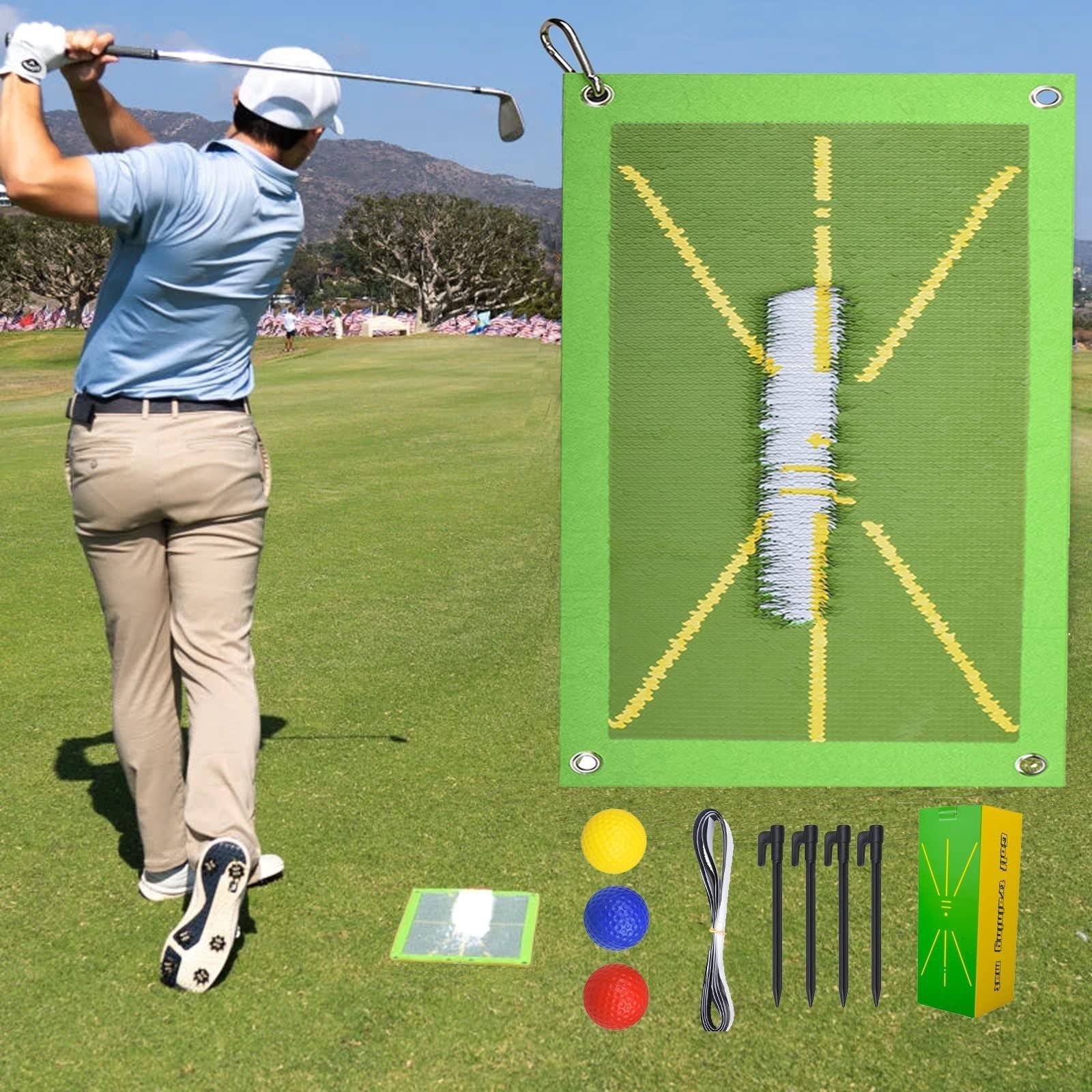 Golf Training Mat Swing Practice Batting Track Directional Trace Mat