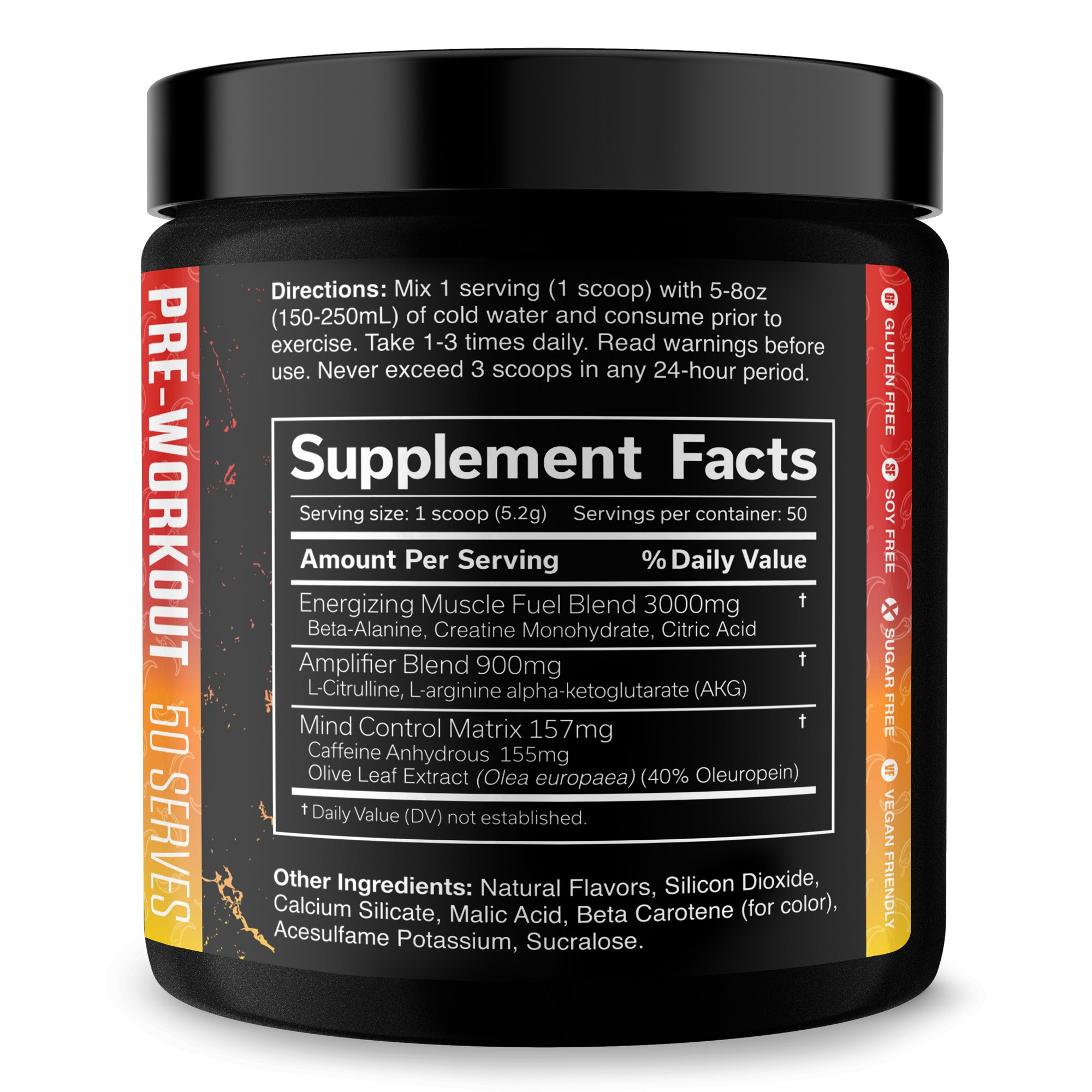 Pre Workout Energy Focus Performance Gym Supplement