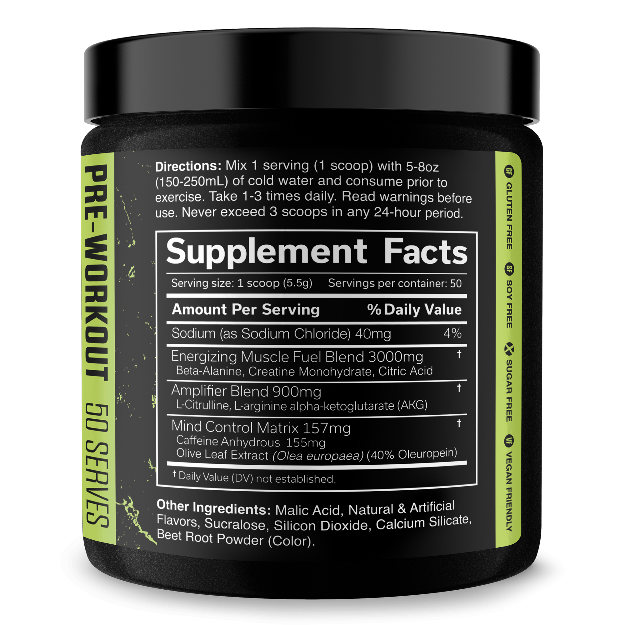 Pre Workout Energy Focus Performance Gym Supplement