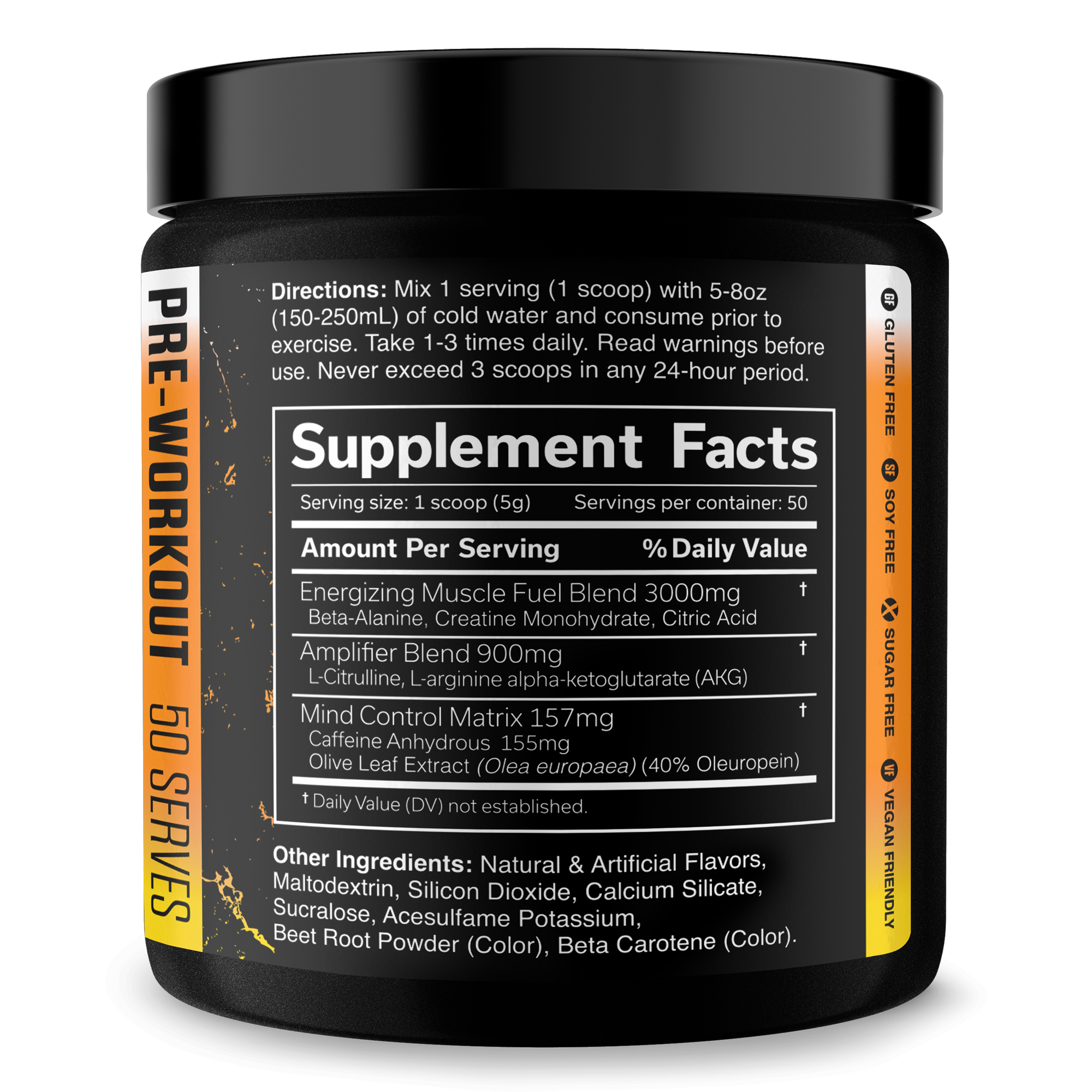 Pre Workout Energy Focus Performance Gym Supplement