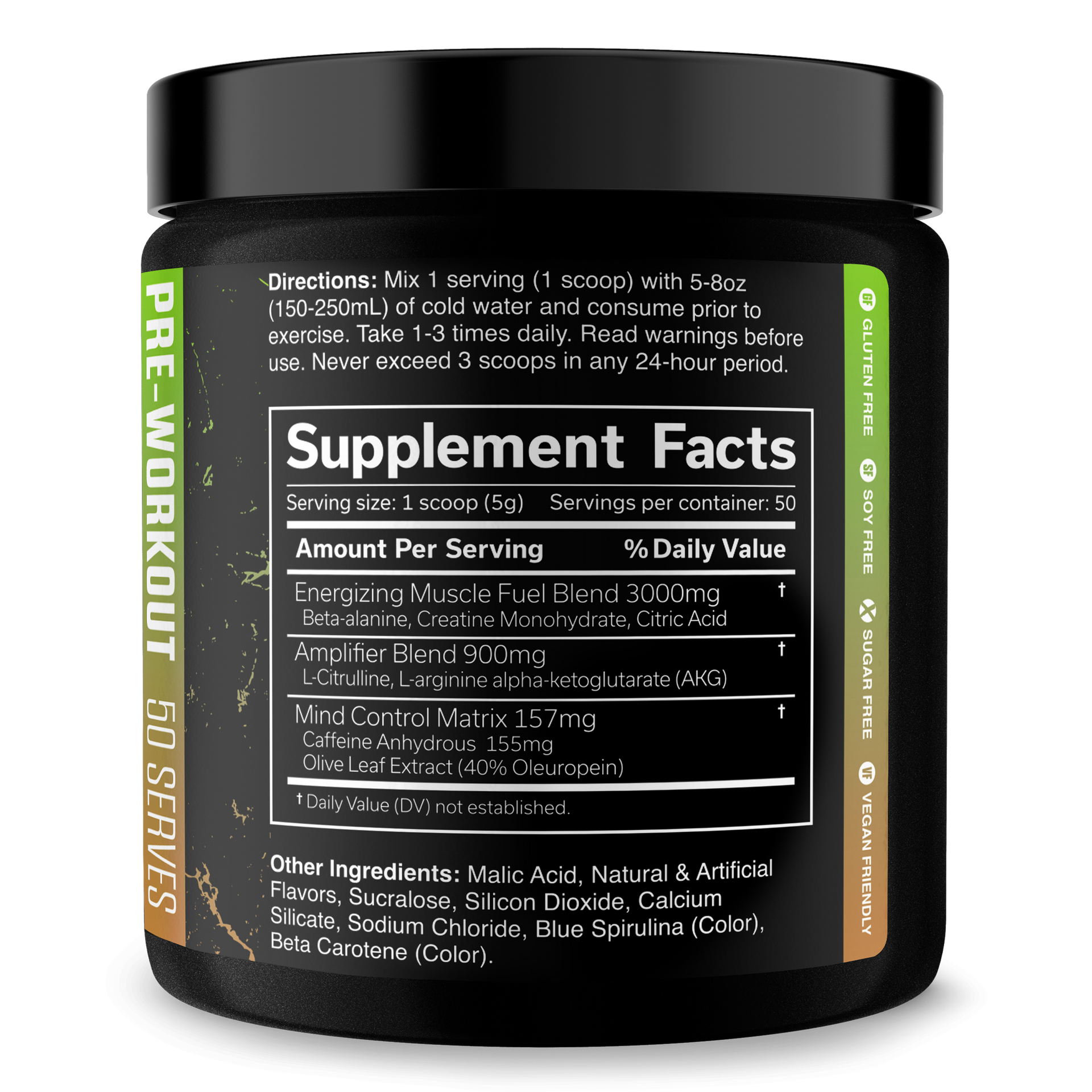 Pre Workout Energy Focus Performance Gym Supplement