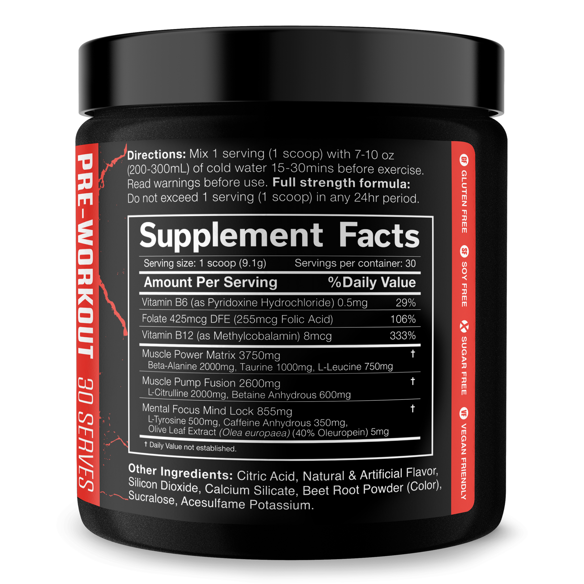 Pre Workout Energy Focus Gym Performance Supplement