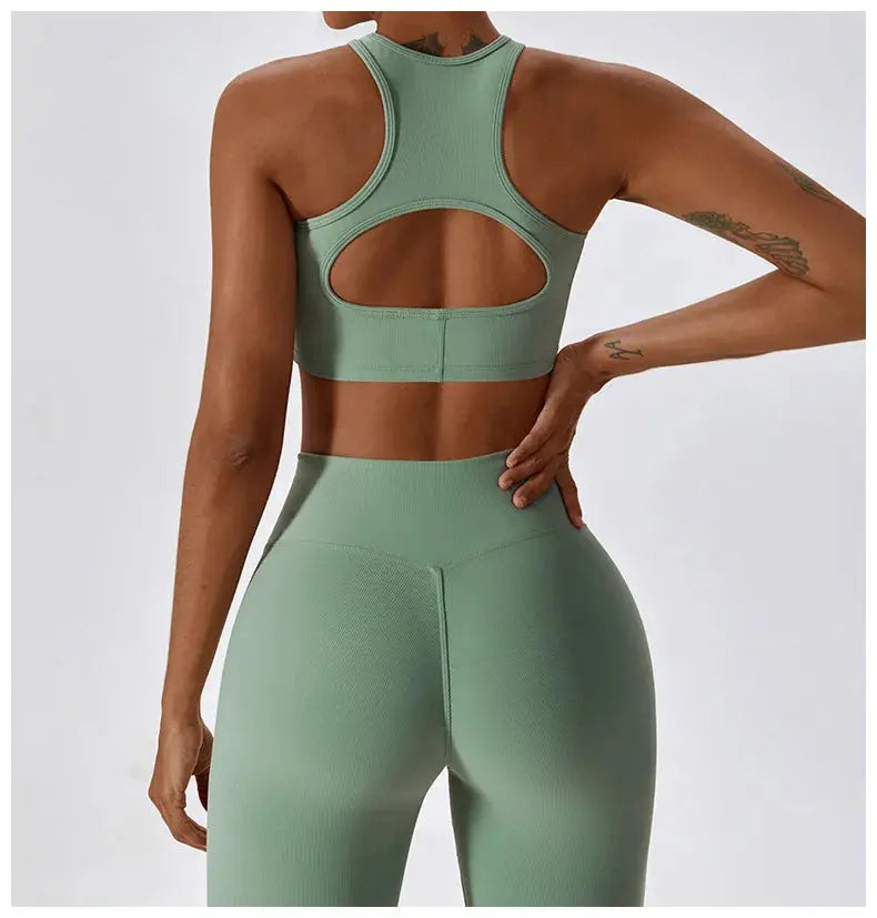 Women’s Gathered Push Up Fitness Top Support Workout Sportswear
