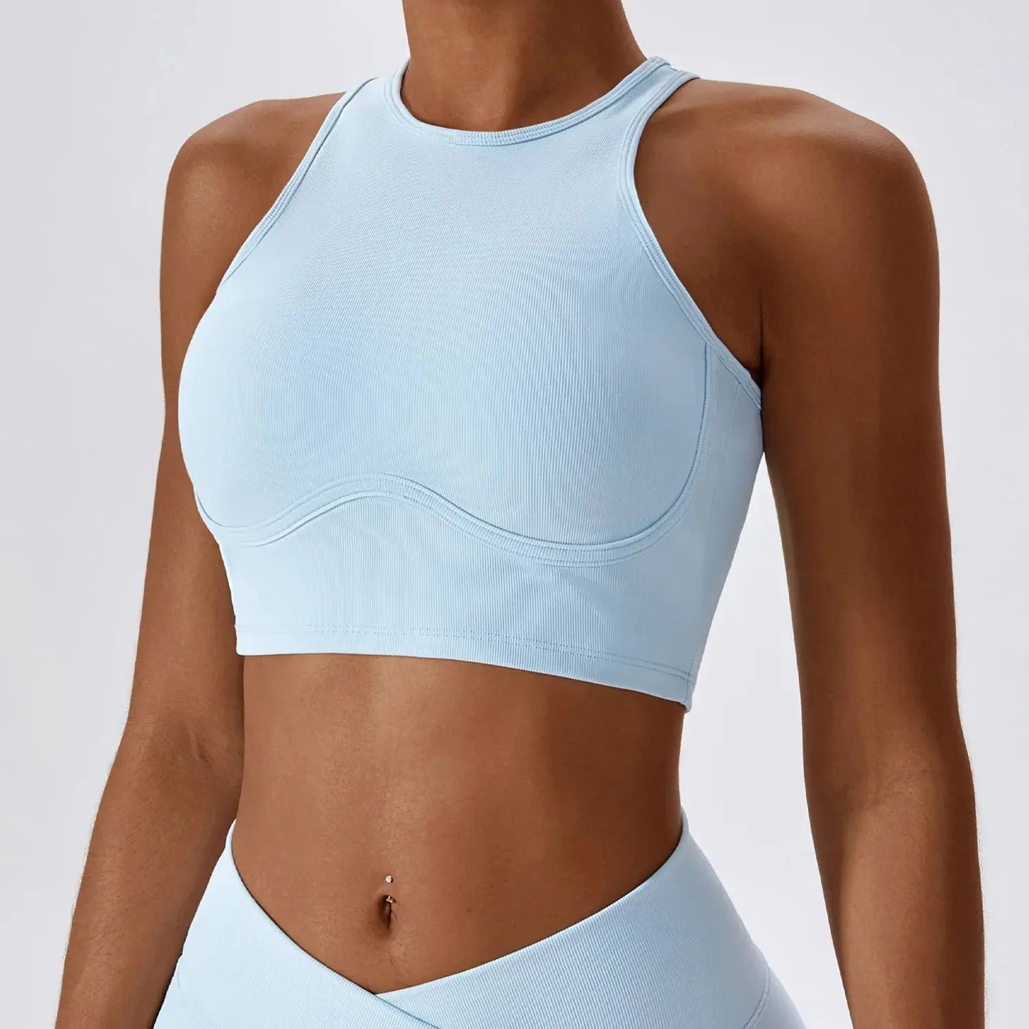 Women’s Gathered Push Up Fitness Top Support Workout Sportswear
