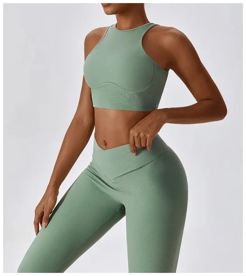 Women’s Gathered Push Up Fitness Top Support Workout Sportswear