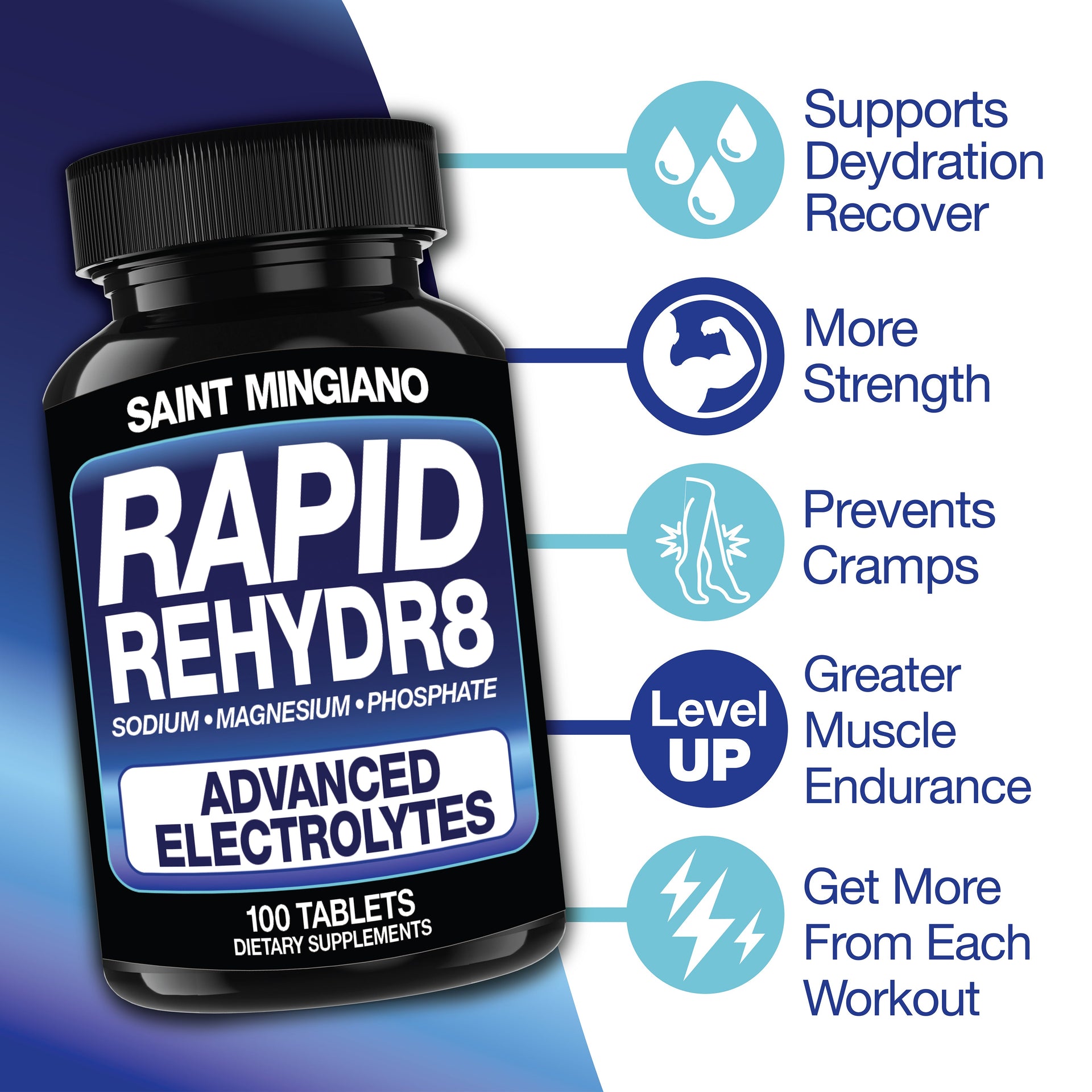 Rapid Rehydr8 Electrolyte Capsules Muscle Recovery Hydration Endurance Support