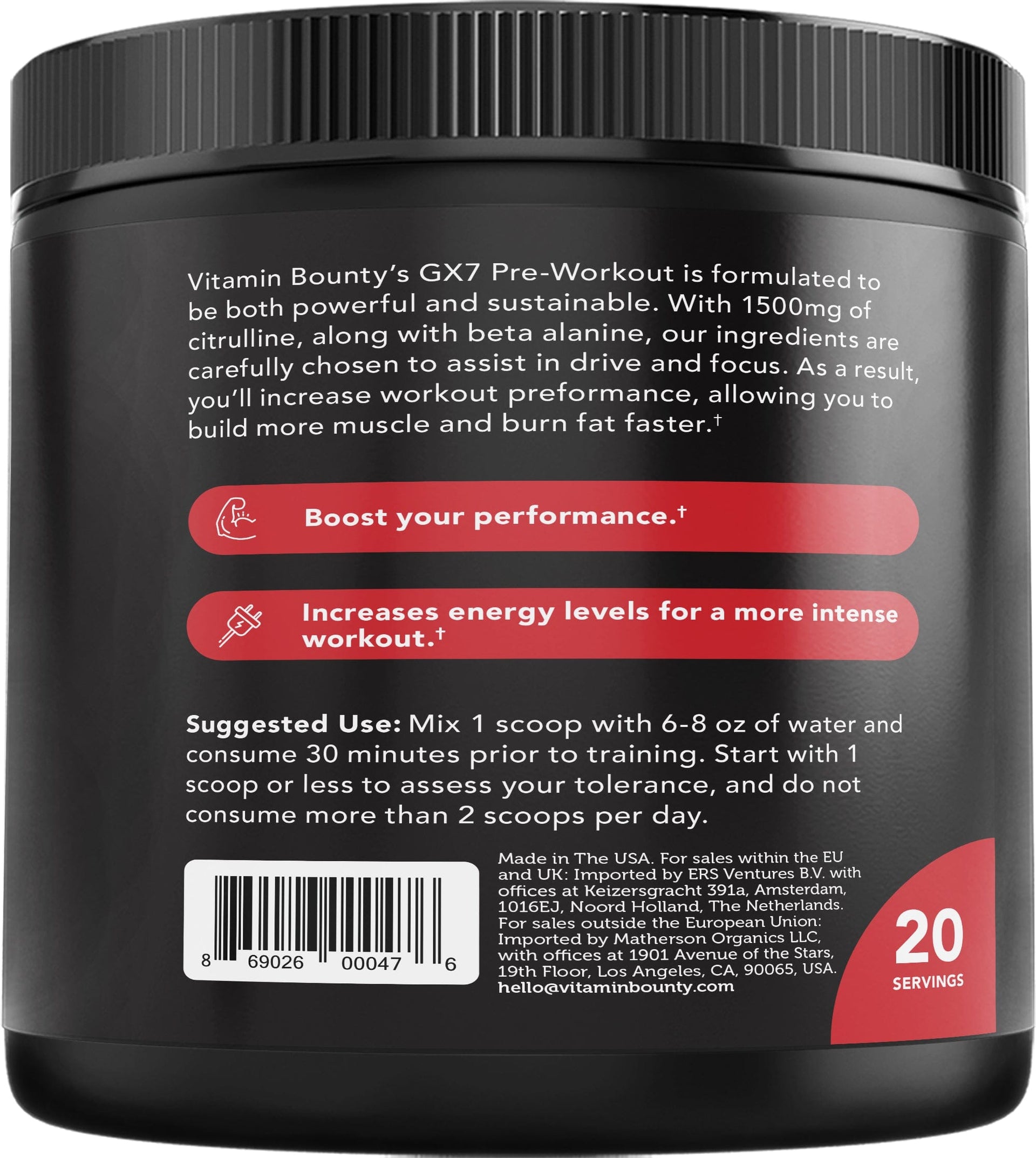 Watermelon Pre Workout Energy Focus Performance Training Supplement